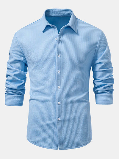 Chemise côtelée à manches longues, ajustée muscle, à boutons