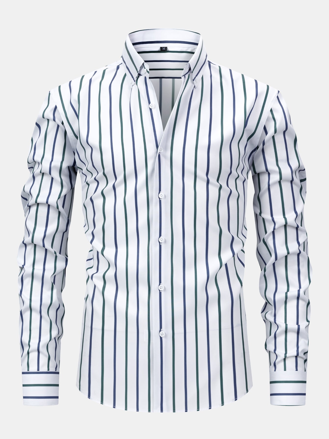 Chemise à rayures à manches longues avec boutons & pantalon fuselé slim fit