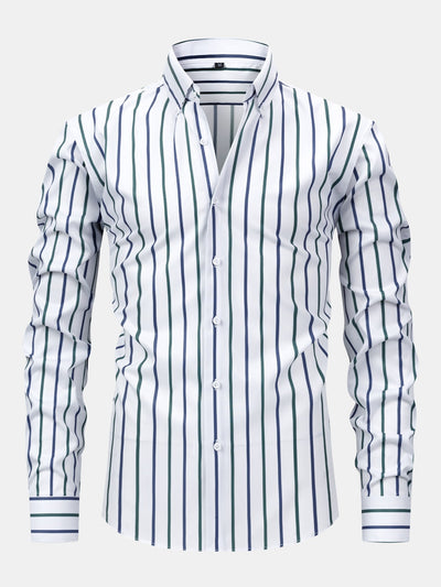 Chemise à rayures à manches longues avec boutons & pantalon fuselé slim fit