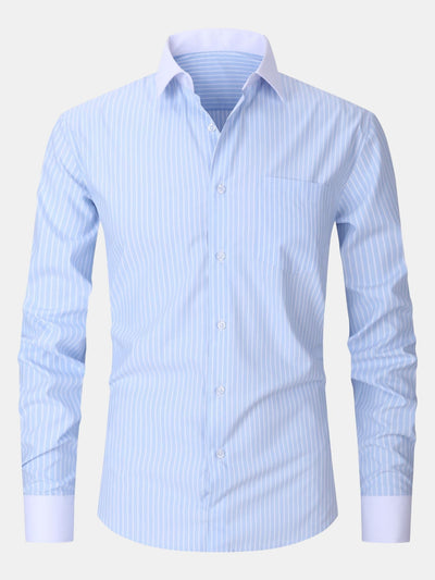 Chemise à col contrasté avec rayures