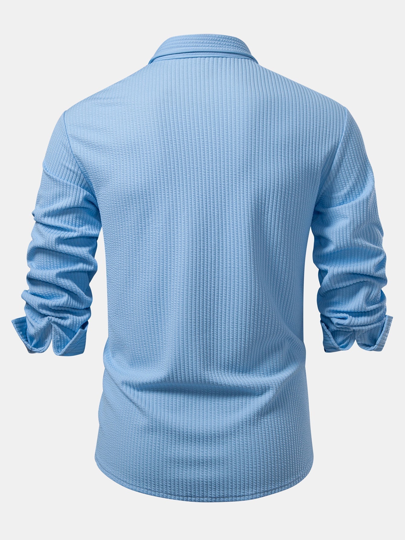 Chemise côtelée à manches longues, ajustée muscle, à boutons