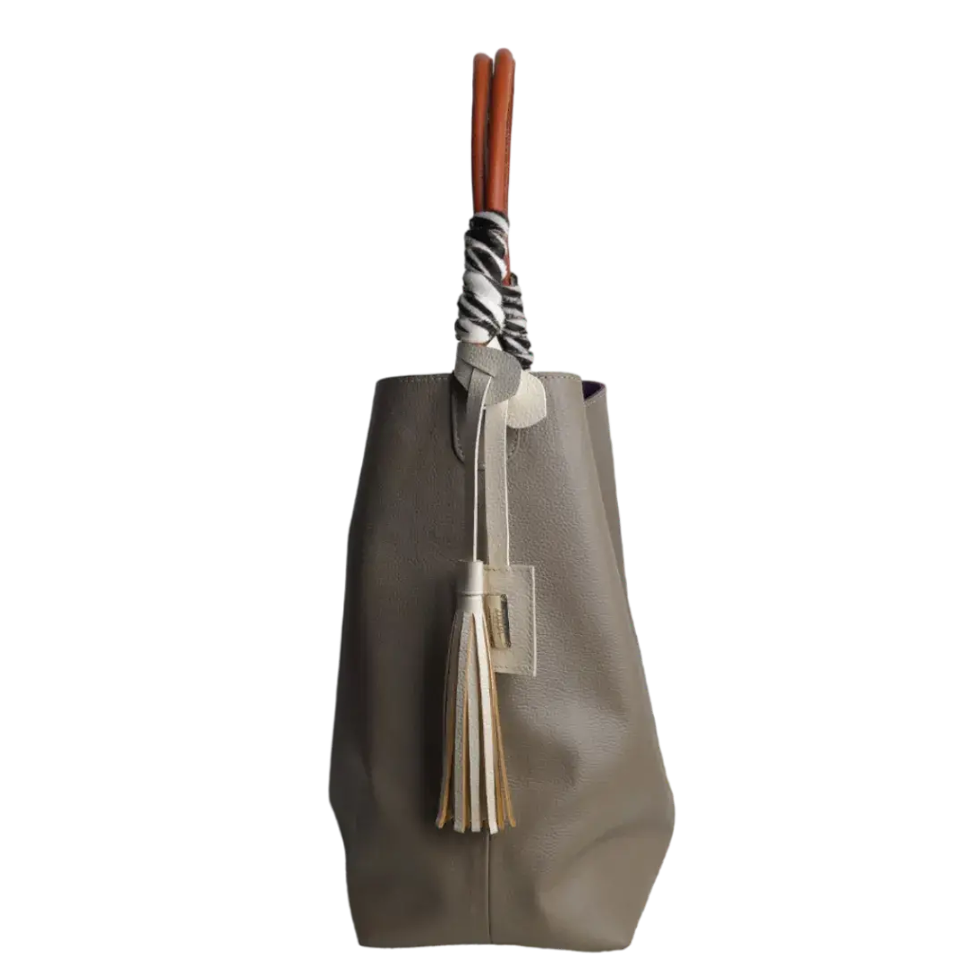 Sac à main en cuir taupe Leah pour dames
