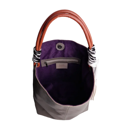 Sac à main en cuir taupe Leah pour dames