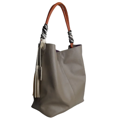 Sac à main en cuir taupe Leah pour dames