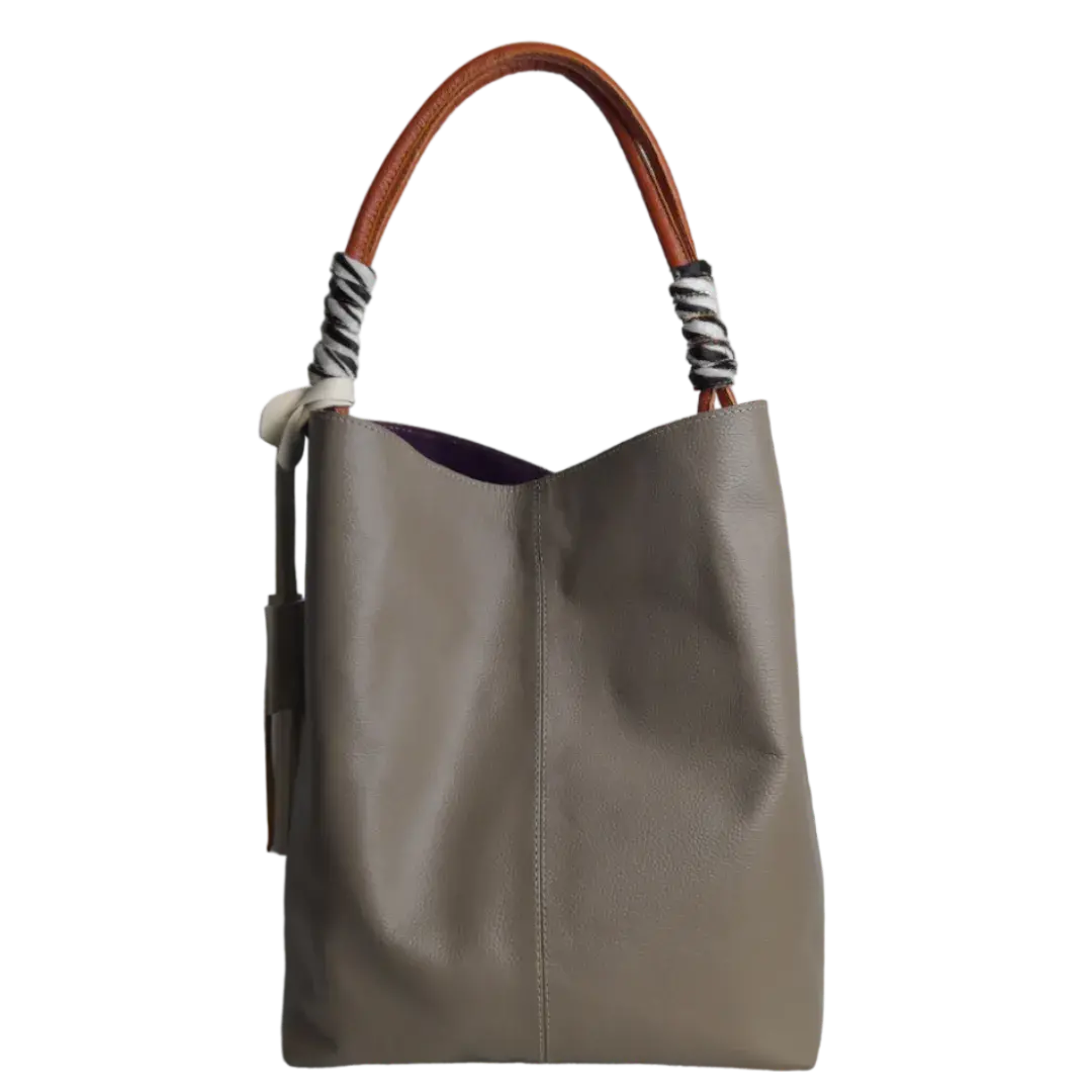 Sac à main en cuir taupe Leah pour dames