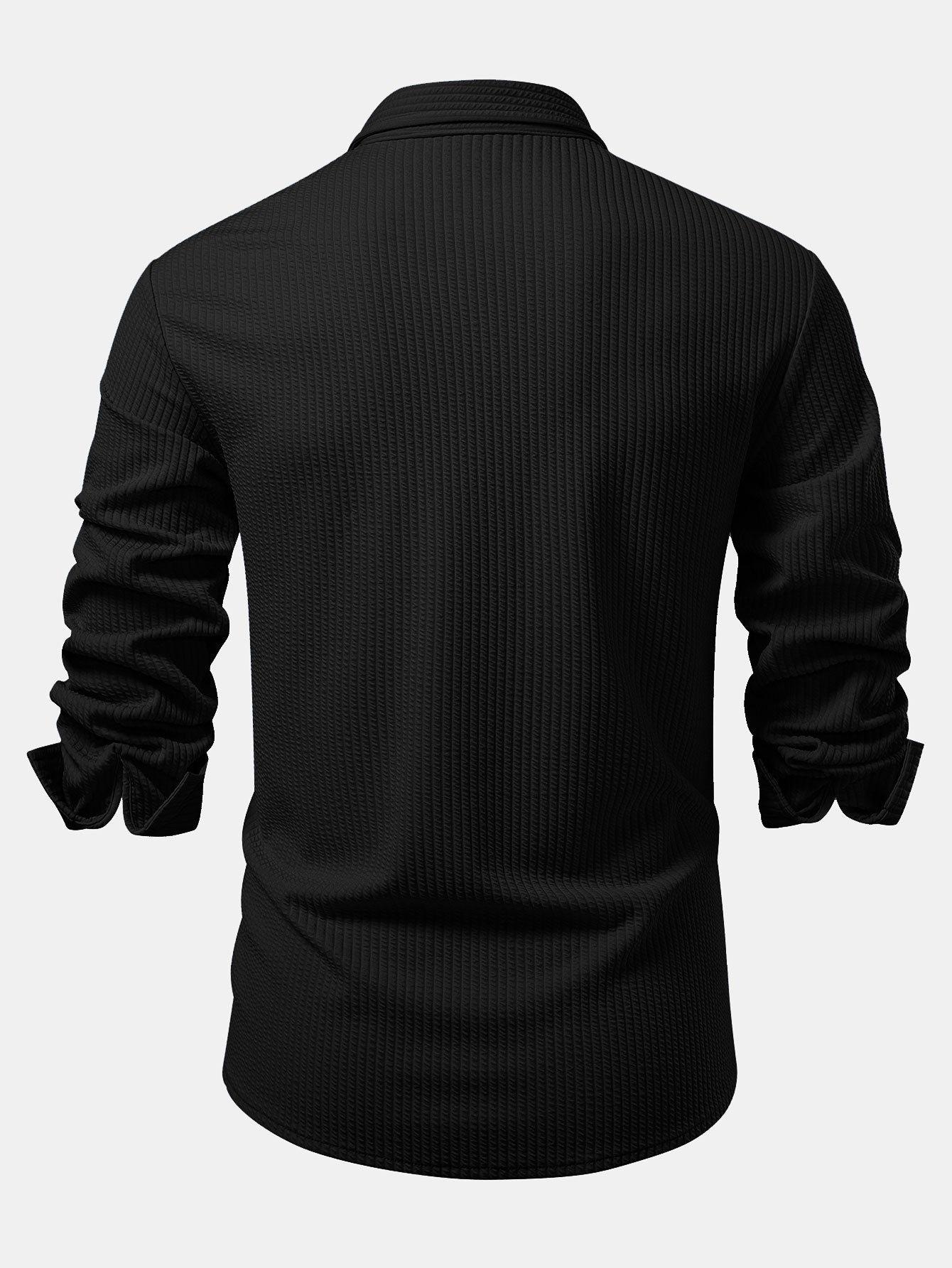 Chemise côtelée à manches longues, ajustée muscle, à boutons