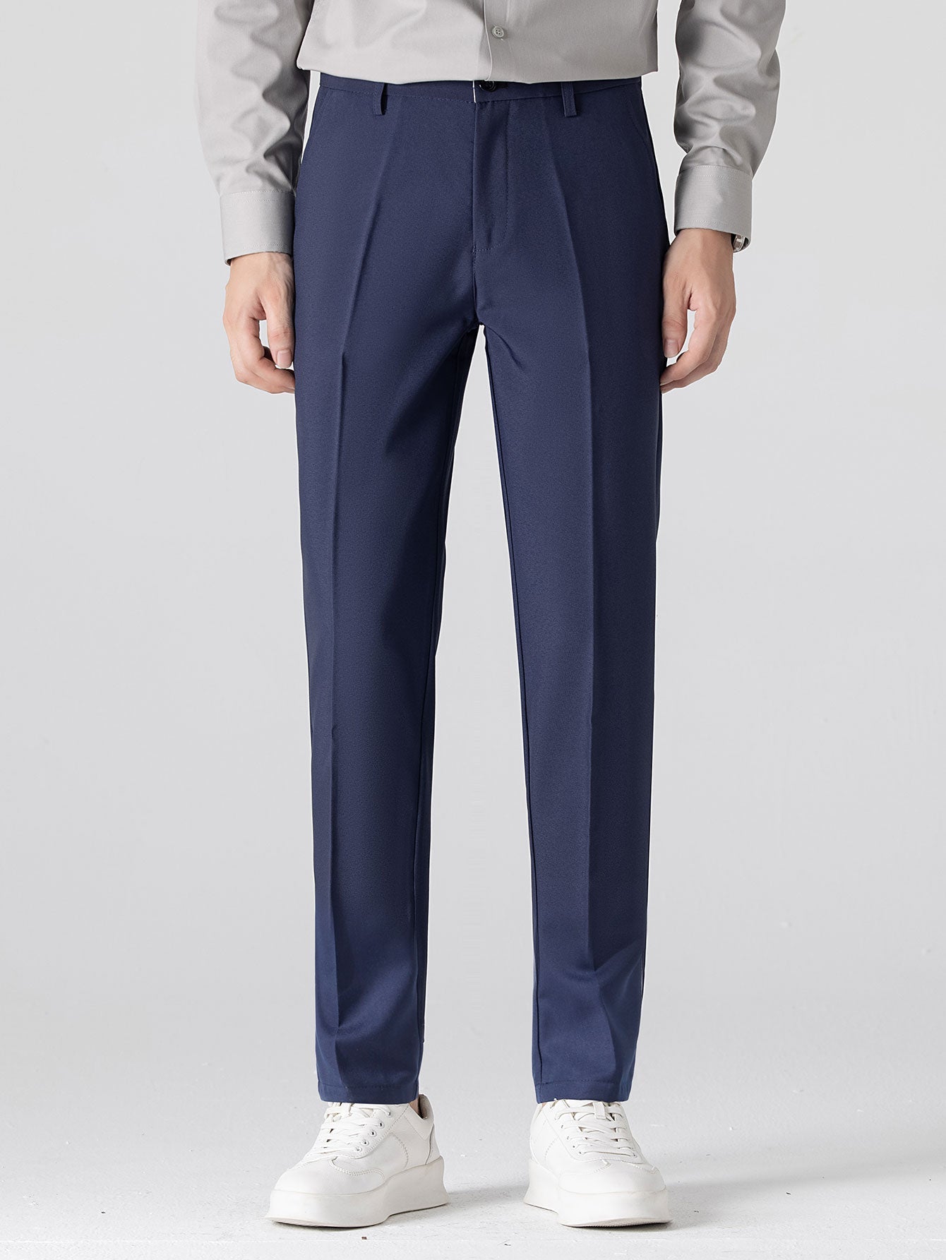 Chemise à rayures à manches longues avec boutons & pantalon fuselé slim fit