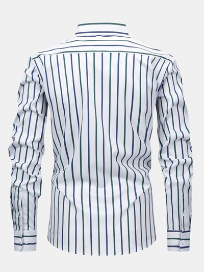 Chemise à rayures à manches longues avec boutons & pantalon fuselé slim fit