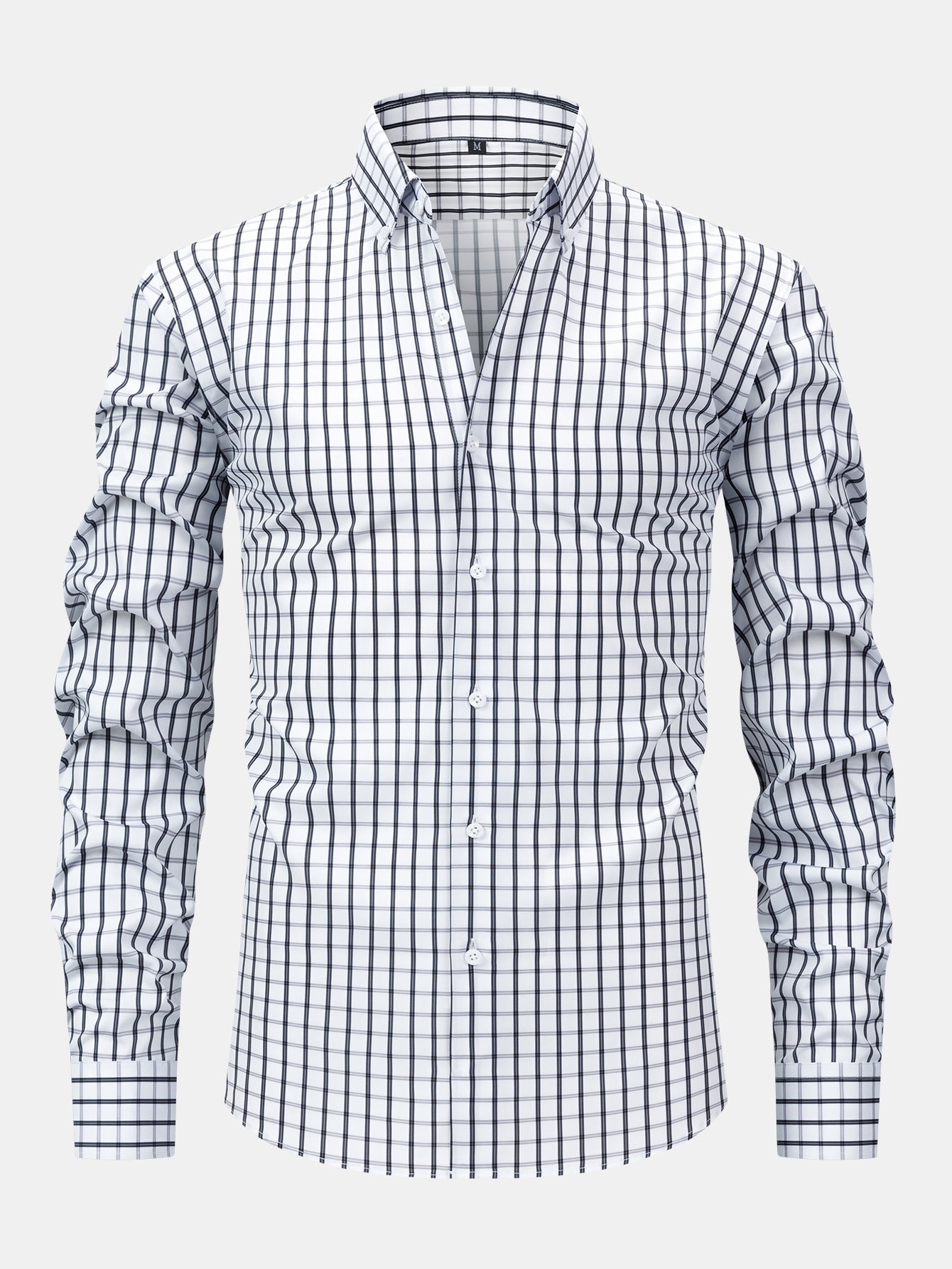 Chemise à carreaux à manches longues avec boutons & Pantalon droit à taille élastique
