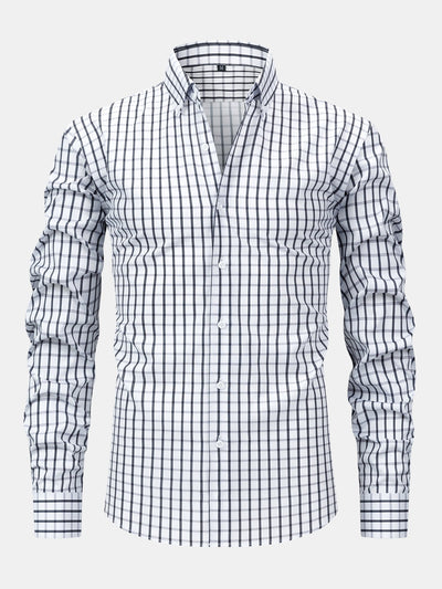 Chemise à carreaux à manches longues avec boutons & Pantalon droit à taille élastique