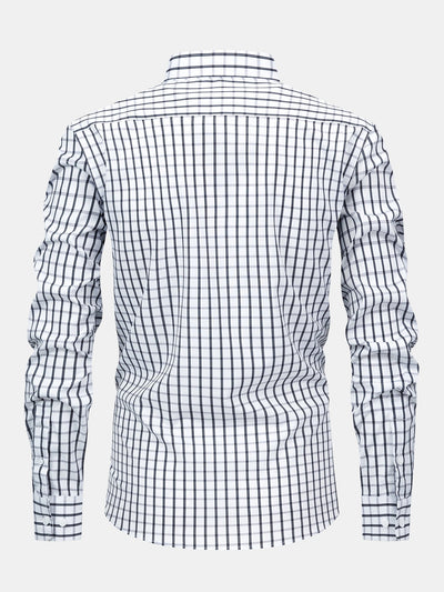Chemise à carreaux à manches longues avec boutons & Pantalon droit à taille élastique