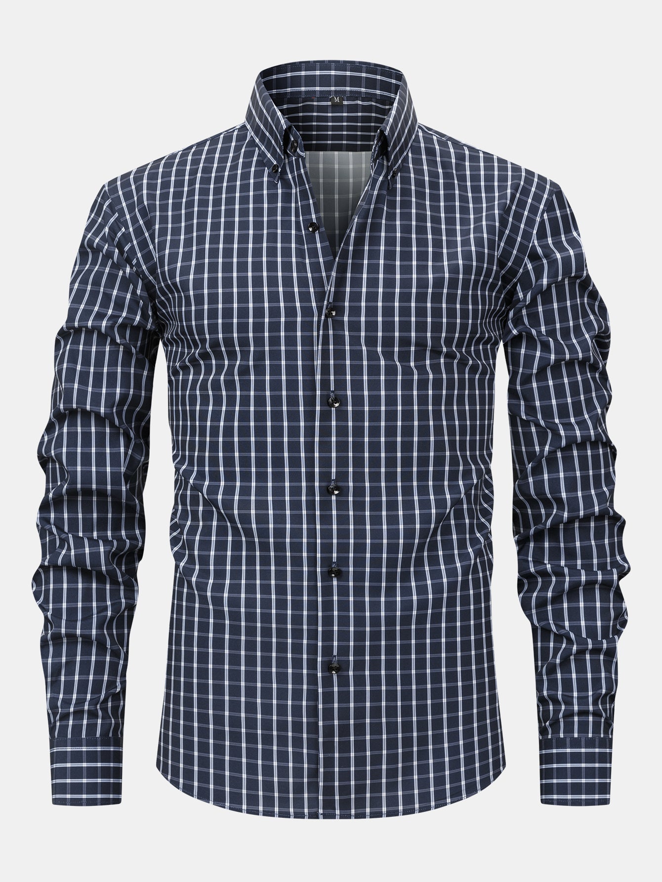 Chemise à carreaux à manches longues avec boutons & Pantalon droit à taille élastique