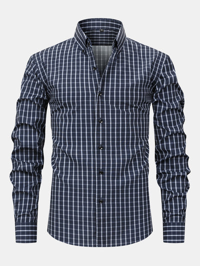 Chemise à carreaux à manches longues avec boutons & Pantalon droit à taille élastique