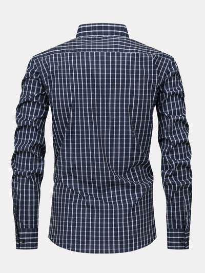 Chemise à carreaux à manches longues avec boutons & Pantalon droit à taille élastique