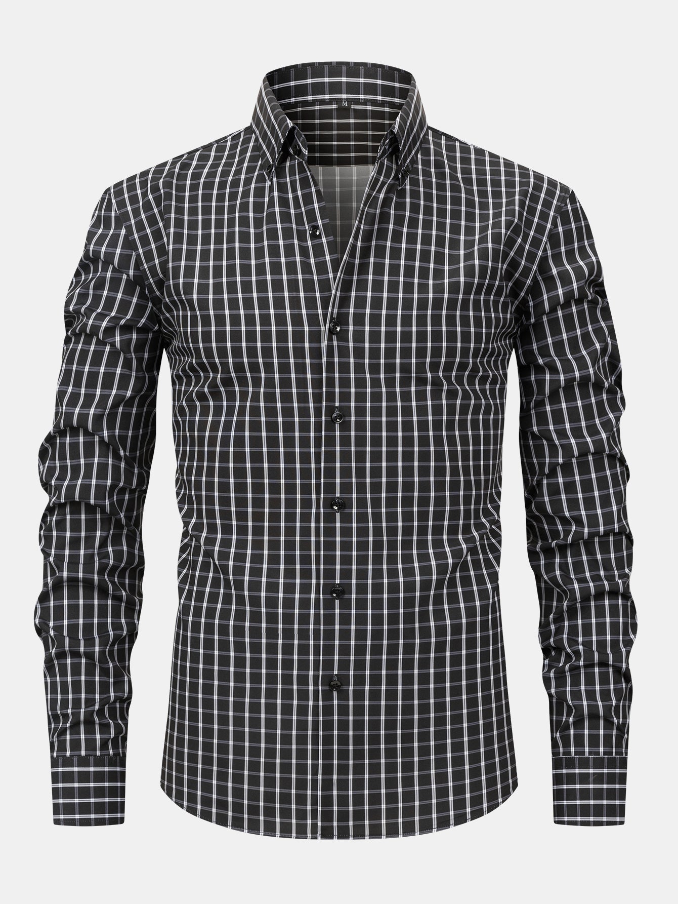 Chemise à carreaux à manches longues avec boutons & Pantalon droit à taille élastique