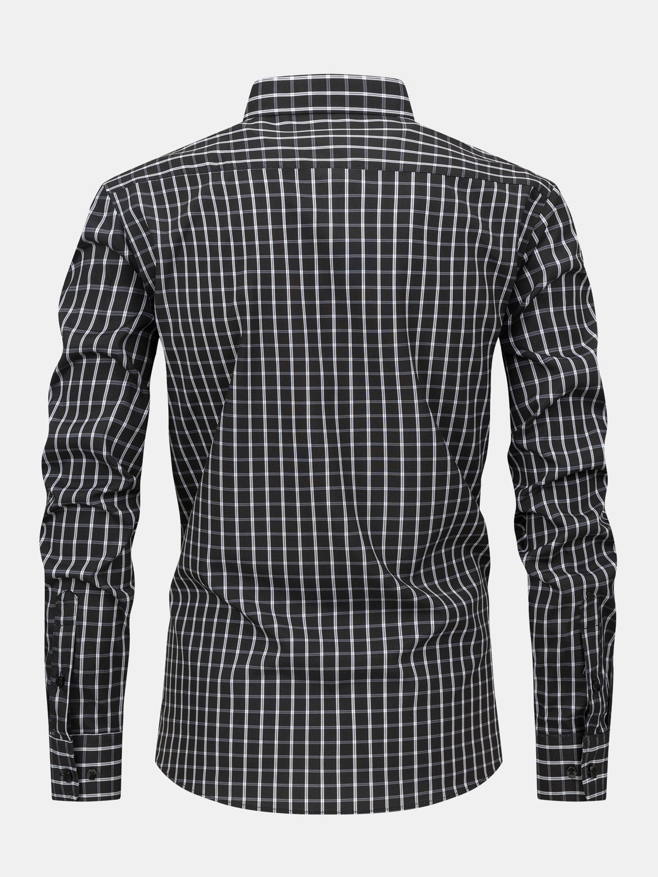 Chemise à carreaux à manches longues avec boutons & Pantalon droit à taille élastique