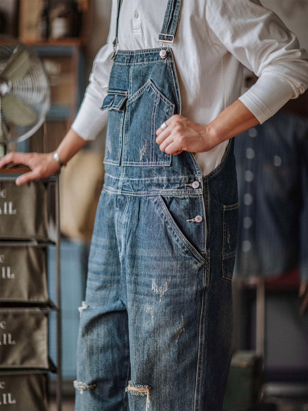 Julien™ | Salopette bleu délavé rétro