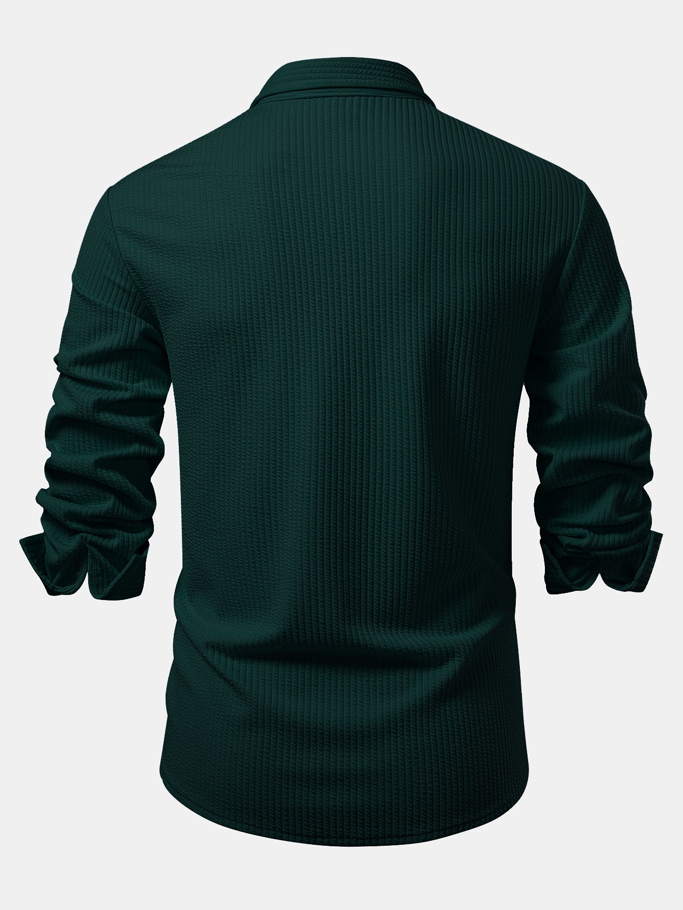 Chemise côtelée à manches longues, ajustée muscle, à boutons